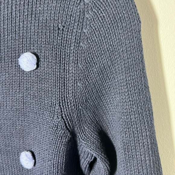 Talbots Petite Womens Navy Baubles Pom‎ Pom Polka Dot Cotton Blend Sweater Small - Picture 6 of 12